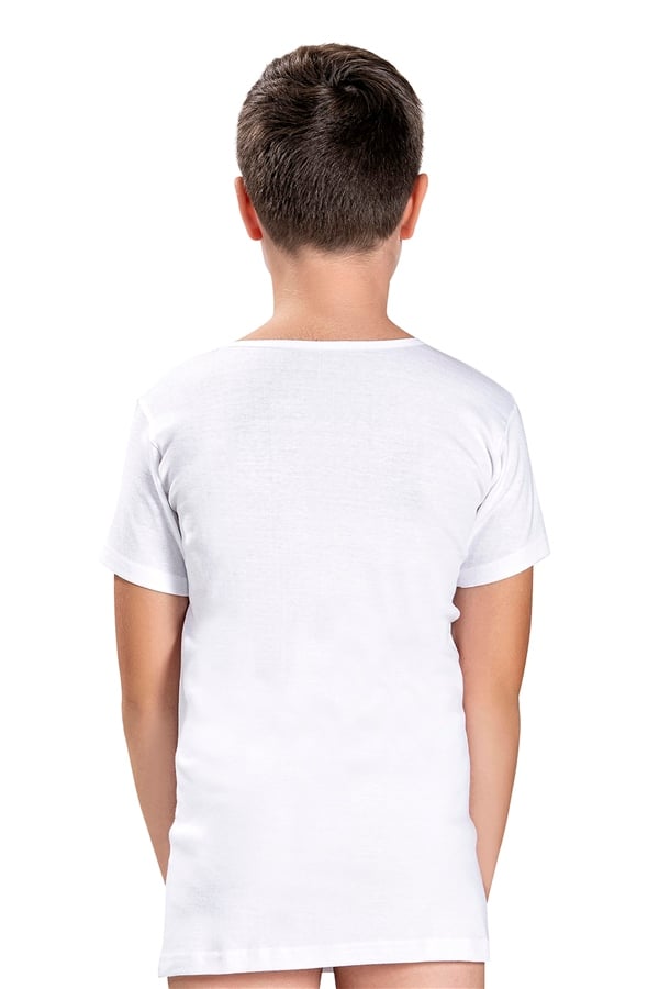 Erkek Çocuk Beyaz Pamuklu Yarım Kol 2 li Fanila 703