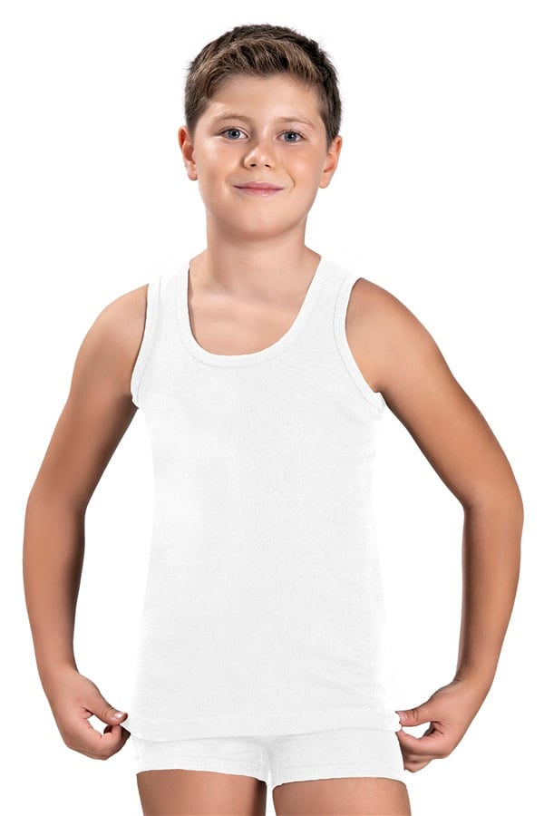 Erkek Çocuk Beyaz Pamuklu 2 Li Rambo Atlet 705