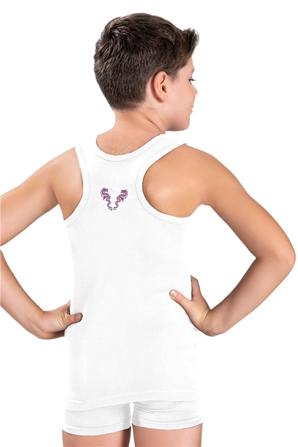 Erkek Çocuk Beyaz Pamuklu 2 Li Rambo Atlet 705