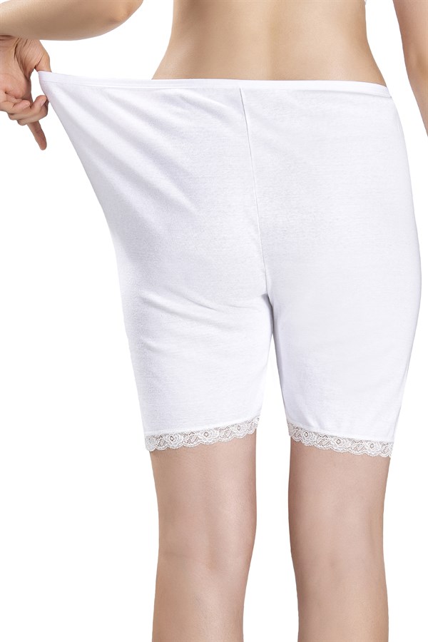 Kadın Beyaz Pamuklu Likralı Büyük Beden Paçalı 3lü Külot 643