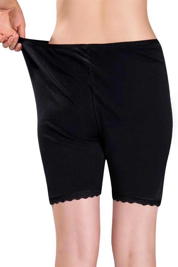 Kadın Siyah Pamuklu Likralı Büyük Beden Paçalı 3lü Külot  643