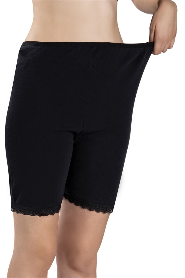 Kadın Siyah Pamuklu Likralı Büyük Beden Paçalı 3lü Külot  643