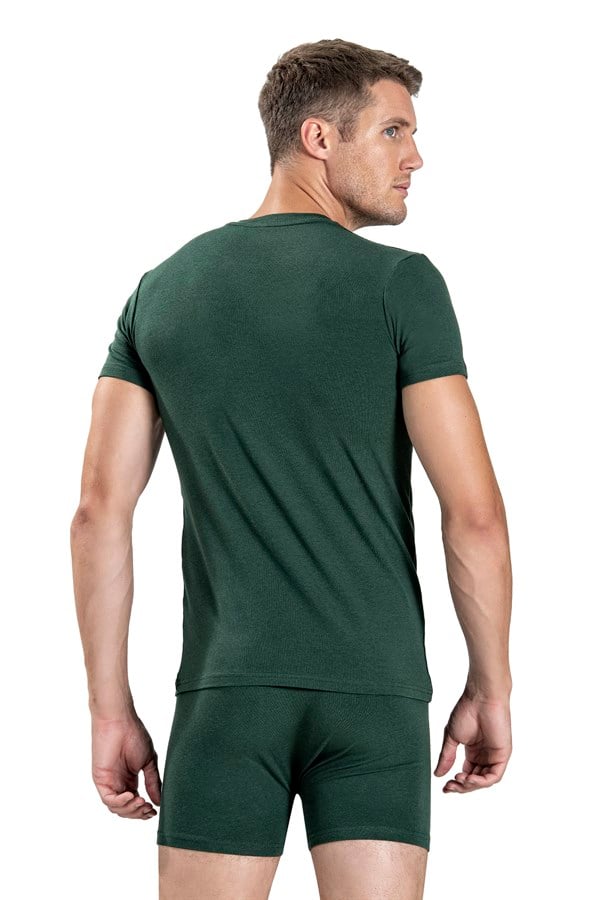 Erkek Koyu Yeşil Düğmeli T-Shirt 128