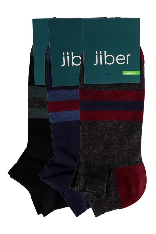 Erkek 3lü Karışık Renkler Bambu Patik Çorap 6762