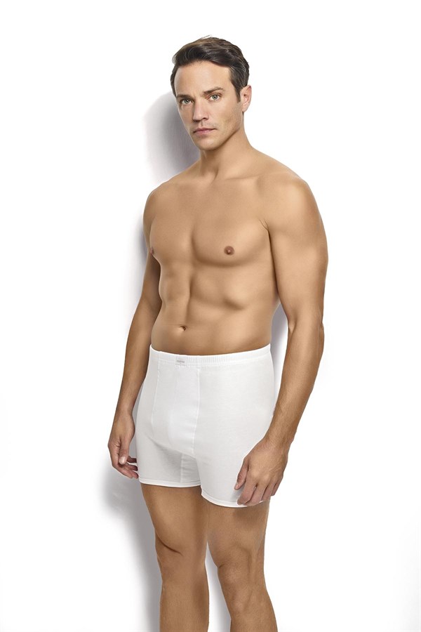 Erkek 6lı  Beyaz Paçalı Boxer