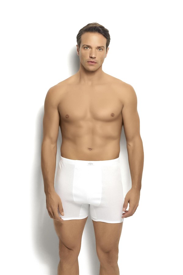 Erkek 6lı  Beyaz Paçalı Boxer