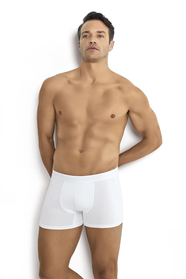 Erkek 6lı Beyaz Viskoz Likralı Boxer 