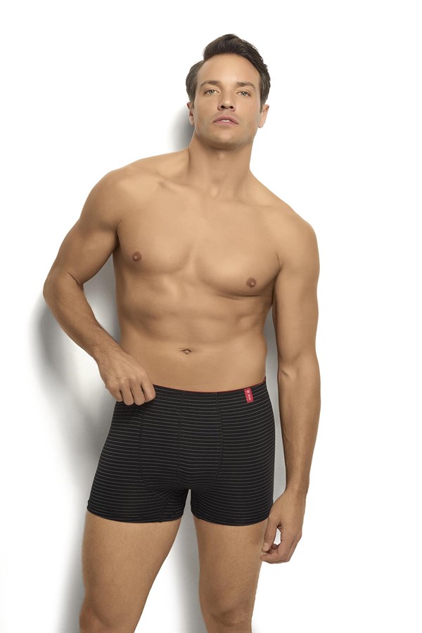 Erkek 6lı Siyah Havlu Kemer Boxer