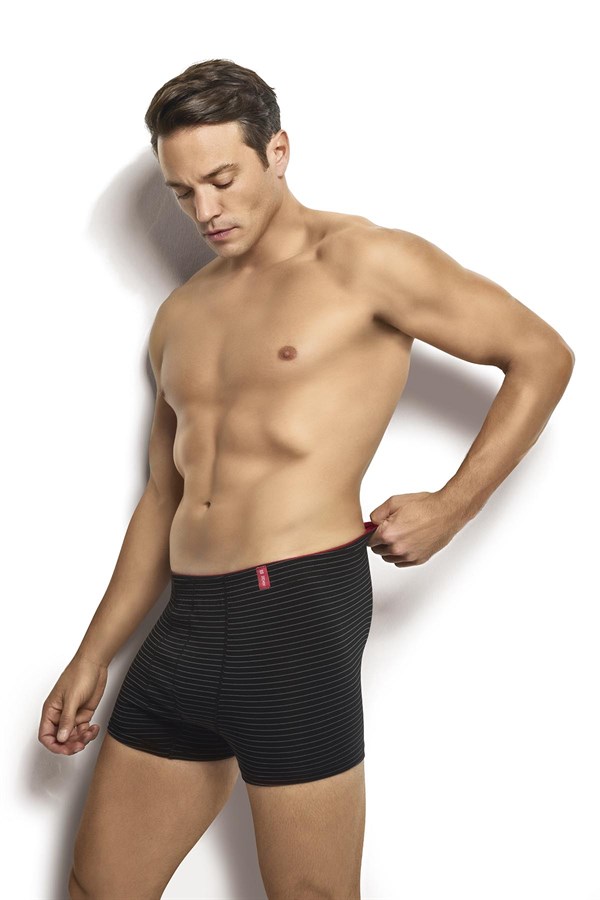 Erkek 6lı Siyah Havlu Kemer Boxer