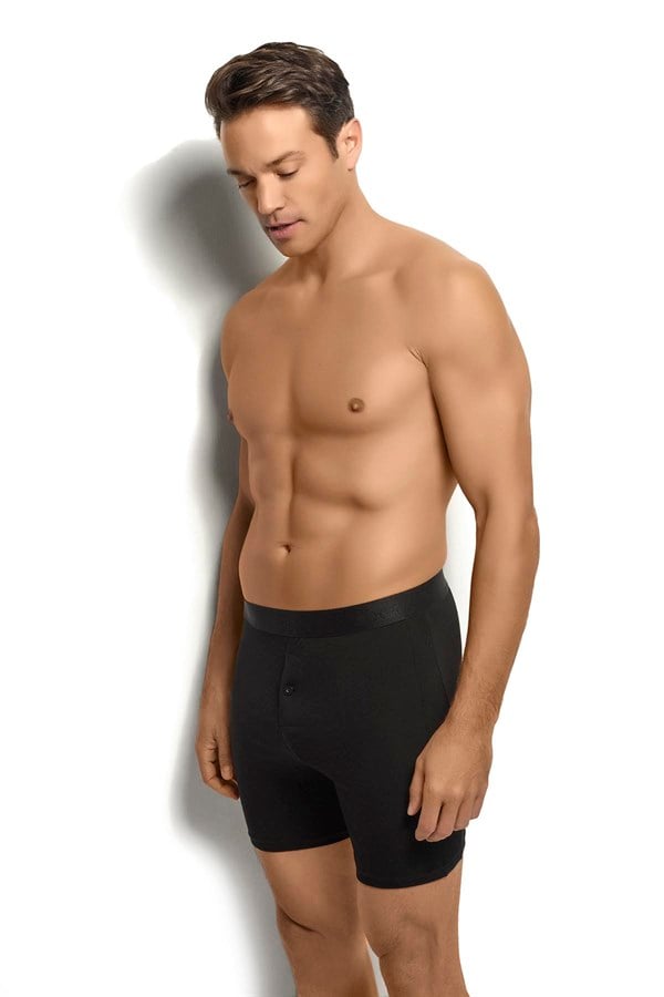 Erkek 6lı Siyah Pamuklu Likralı Boxer