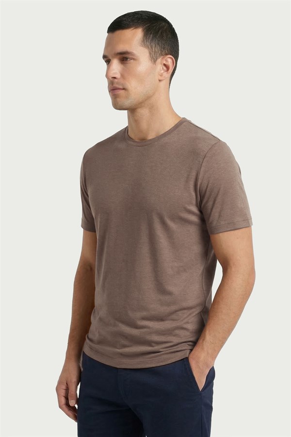 Erkek Bambu Mürdüm Rengi T-Shirt 334