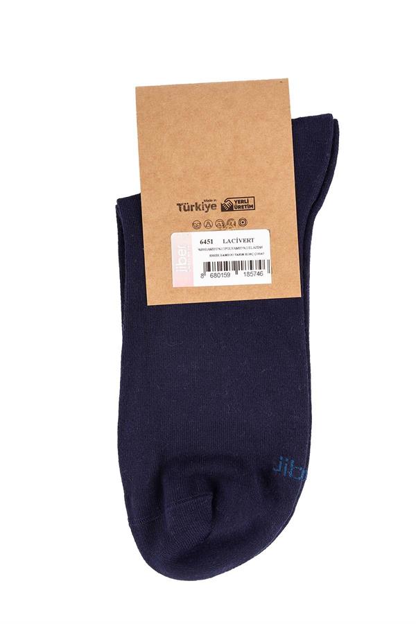 Erkek Lacivert Bambu Yarım Konç Çorap 6451