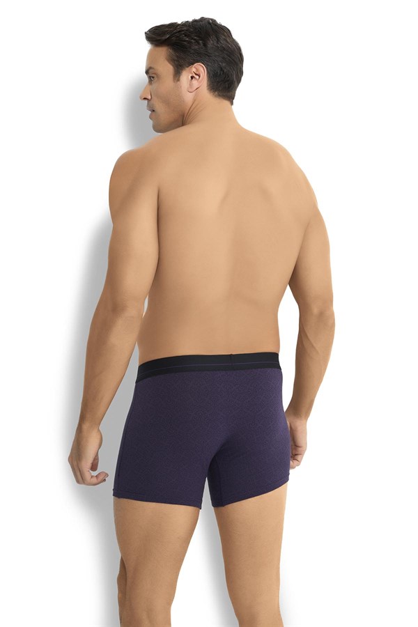 Erkek Baskılı Pamuklu Likralı 3lü Boxer