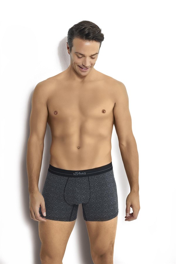 Erkek Baskılı Pamuklu Likralı 3lü Boxer