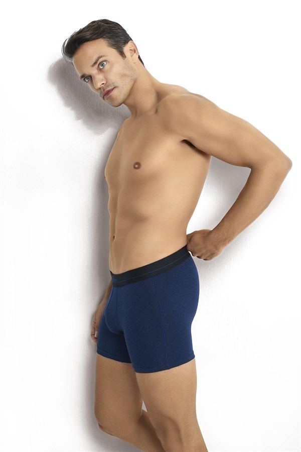 Erkek Baskılı Pamuklu Likralı 3lü Boxer