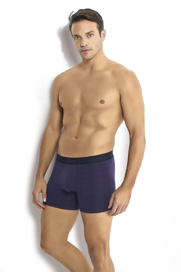 Erkek Baskılı Pamuklu Likralı 3lü Boxer