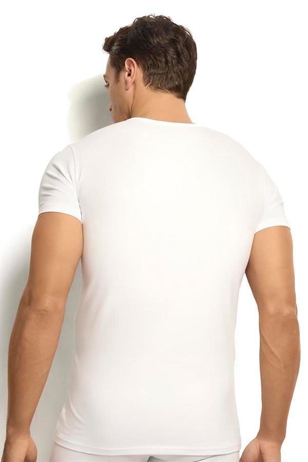 Erkek Beyaz Modal Pamuklu V Yaka 2 Li Fanila 253