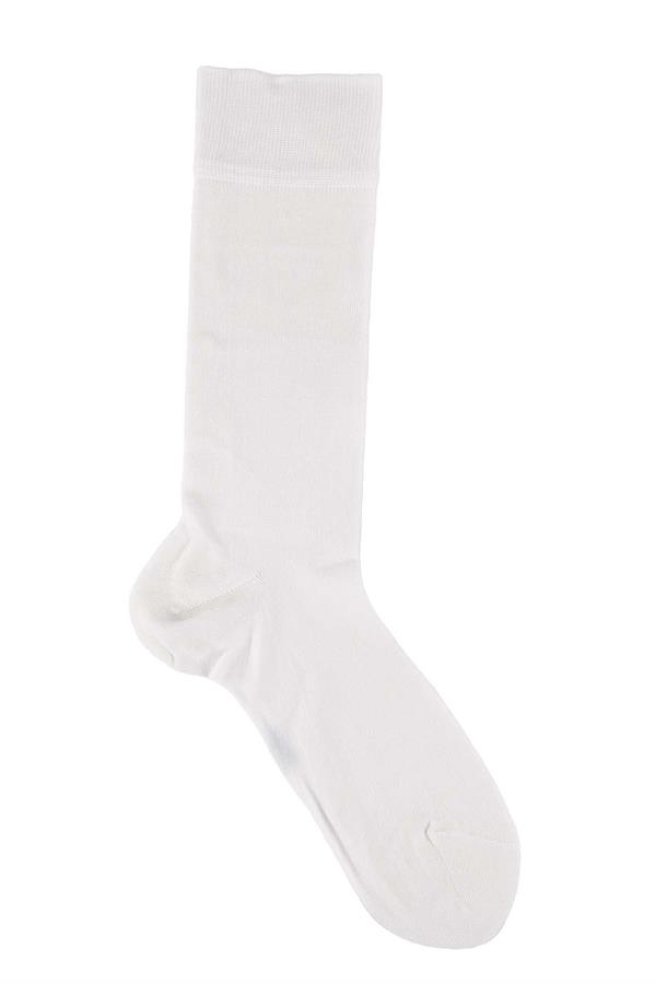 Erkek Beyaz Modal Uzun Çorap 5100