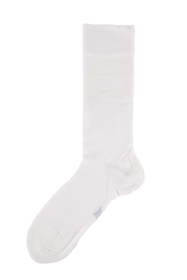 Erkek Beyaz Modal Uzun Çorap 5100