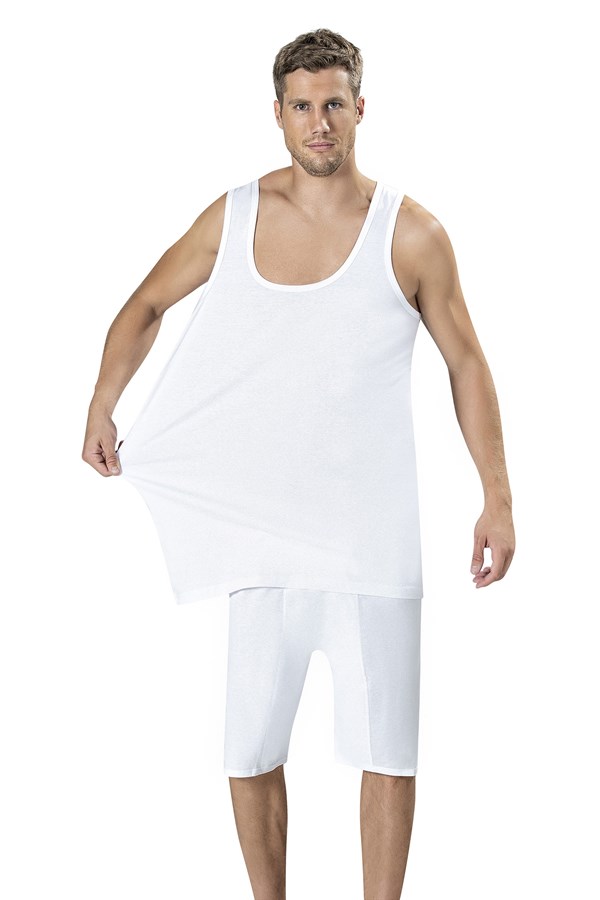 Erkek Beyaz Pamuklu Büyük Beden 2 li Atlet 180