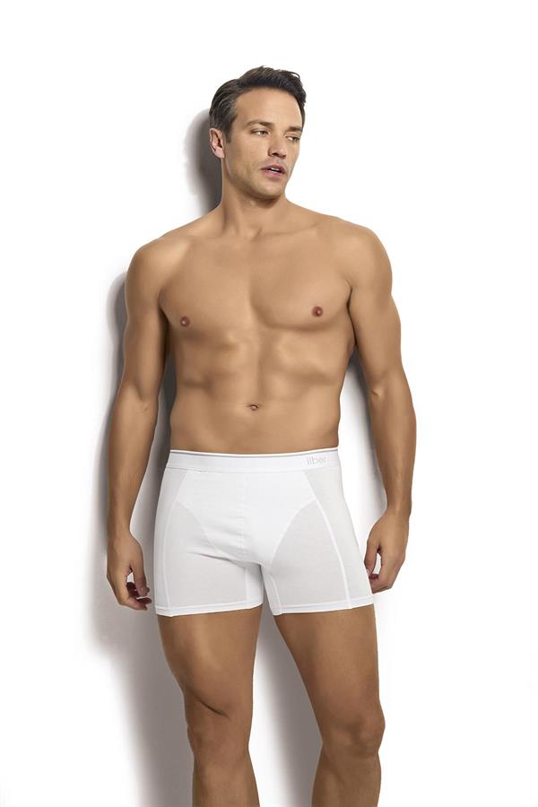 Erkek Beyaz Pamuklu Likralı 3lü Boxer  267