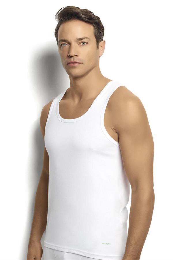 Erkek Beyaz Pamuklu Likralı Atlet 147