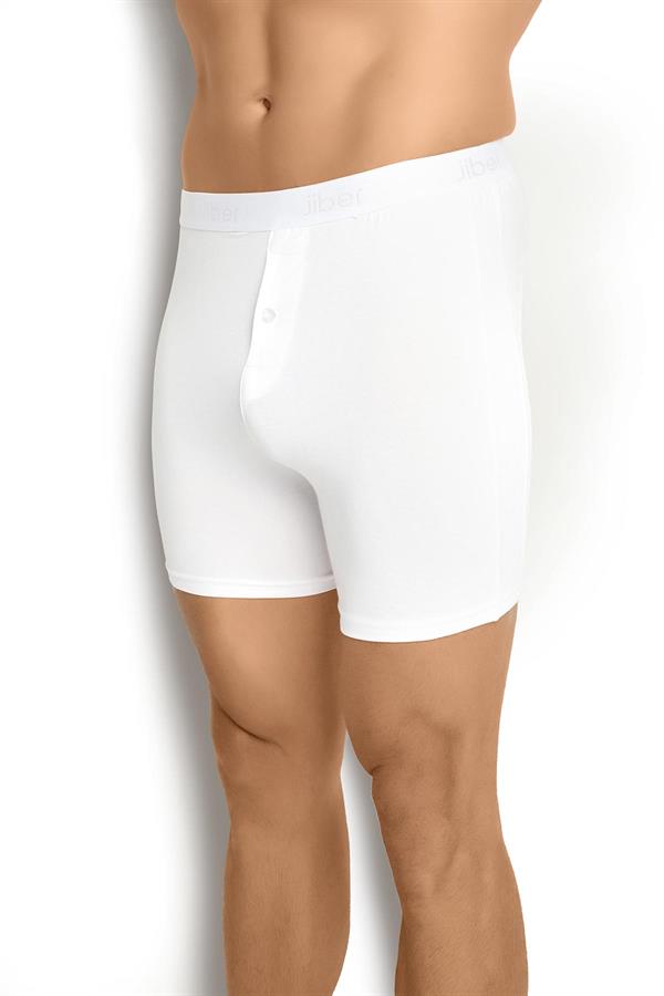 Erkek Beyaz Pamuklu Likralı Boxer 125