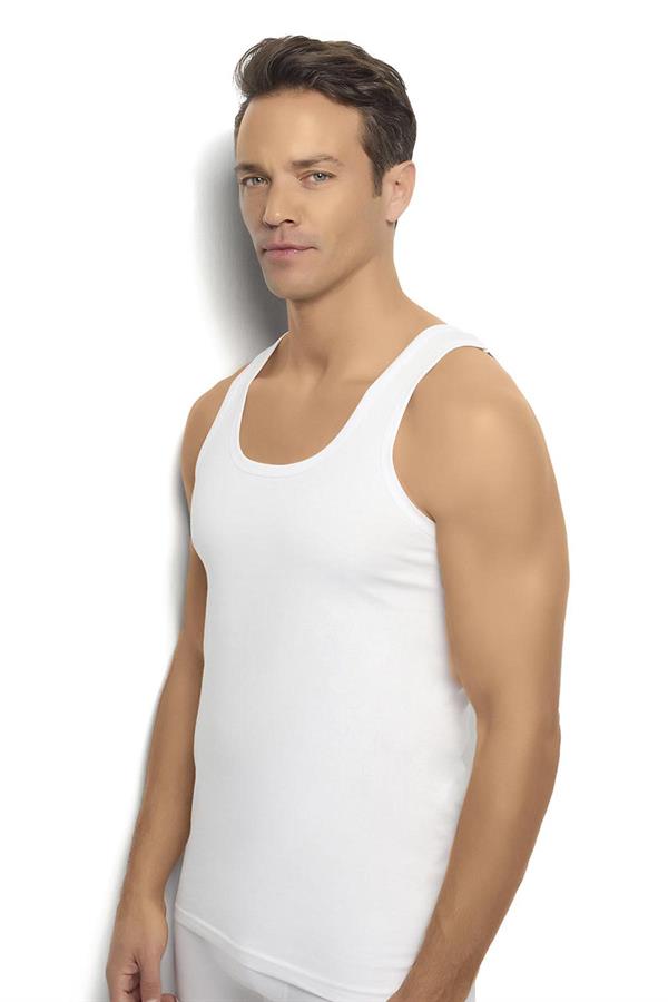 Erkek Beyaz Pamuklu Likralı Rambo Atlet 136