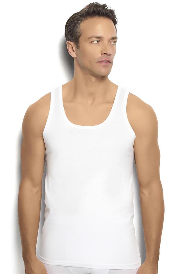 Erkek Beyaz Pamuklu Likralı Rambo Atlet 136