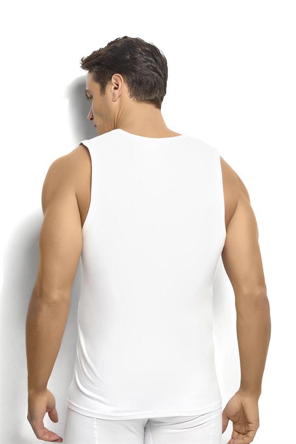 Erkek Beyaz Pamuklu Likralı V Yaka Atlet 117