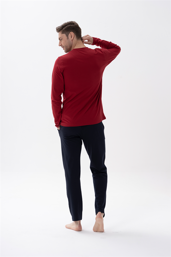 Erkek Düğmeli Pijama Takımı 15158 Bordo  JBR15158.00001