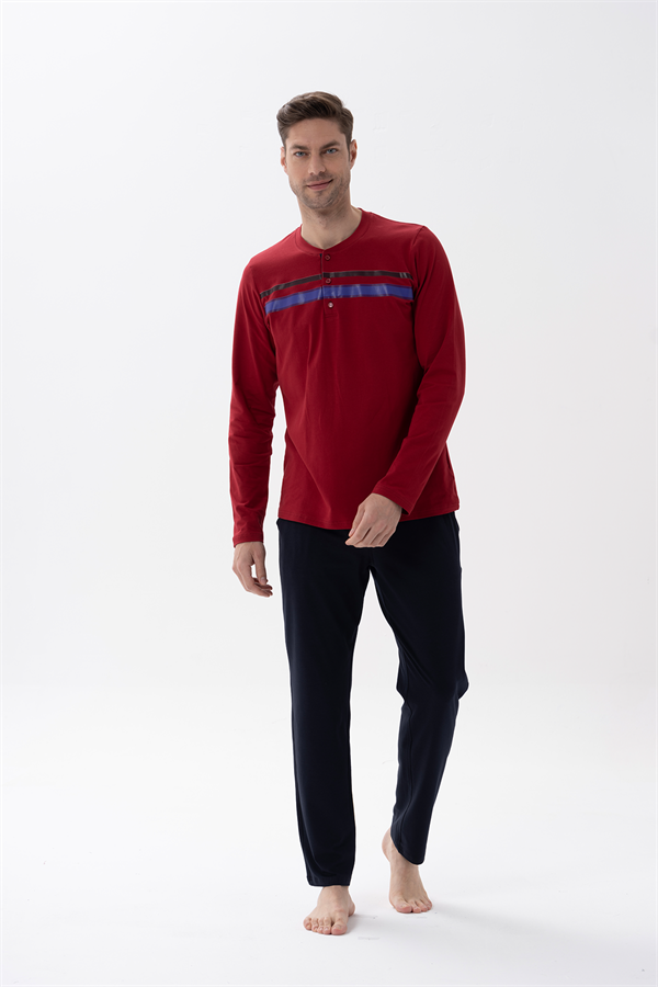 Erkek Düğmeli Pijama Takımı 15158 Bordo  JBR15158.00001