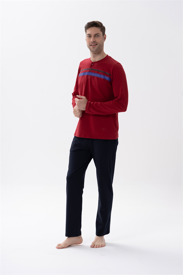 Erkek Düğmeli Pijama Takımı 15158 Bordo  JBR15158.00001