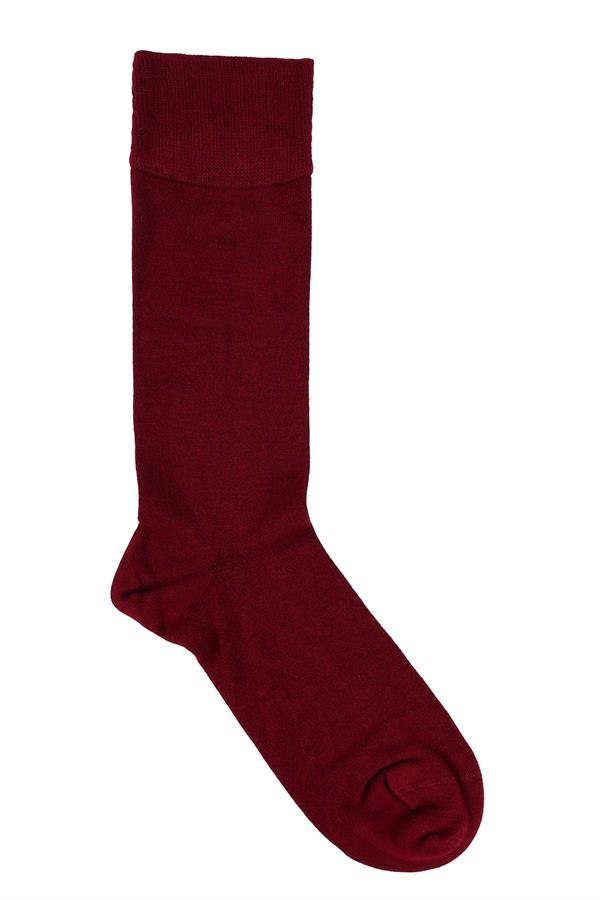 Erkek Bordo Likralı  Bambu Uzun Çorap 5600