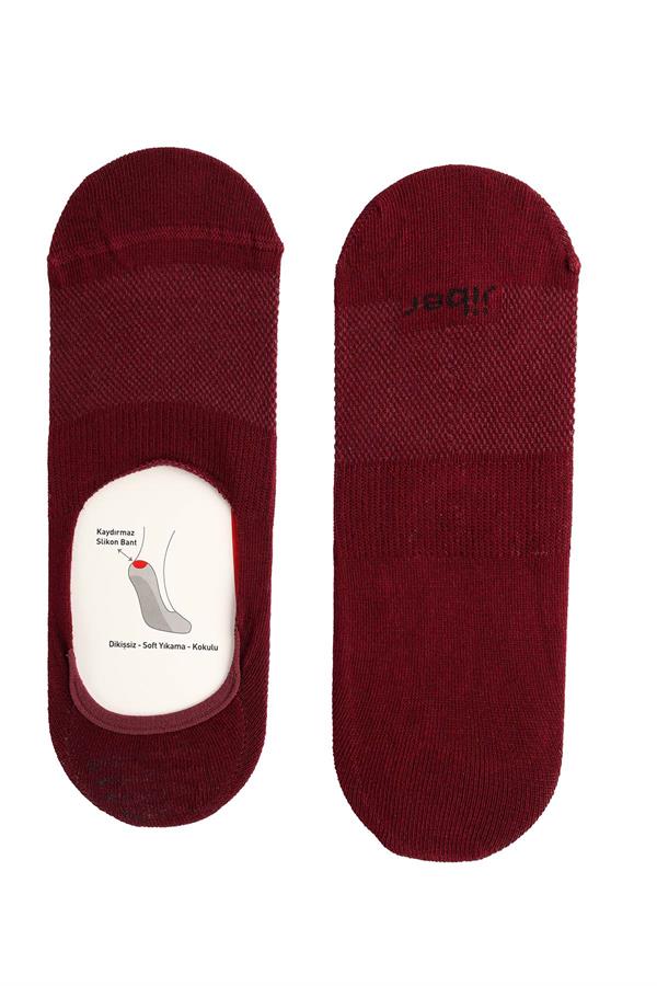 Erkek Bordo Pamuklu  Babet Çorap 7108