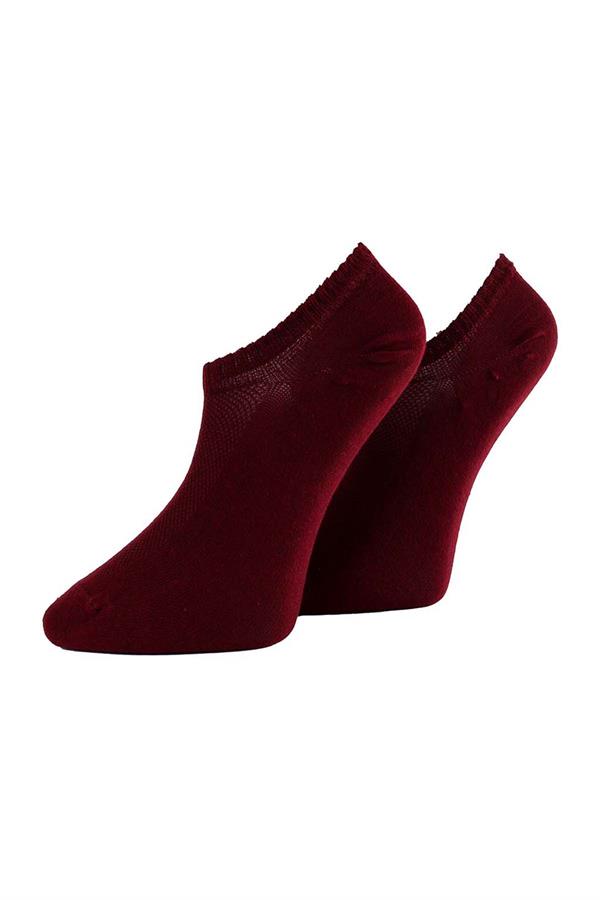Erkek Bordo Pamuklu  Sneaker Çorap 7701