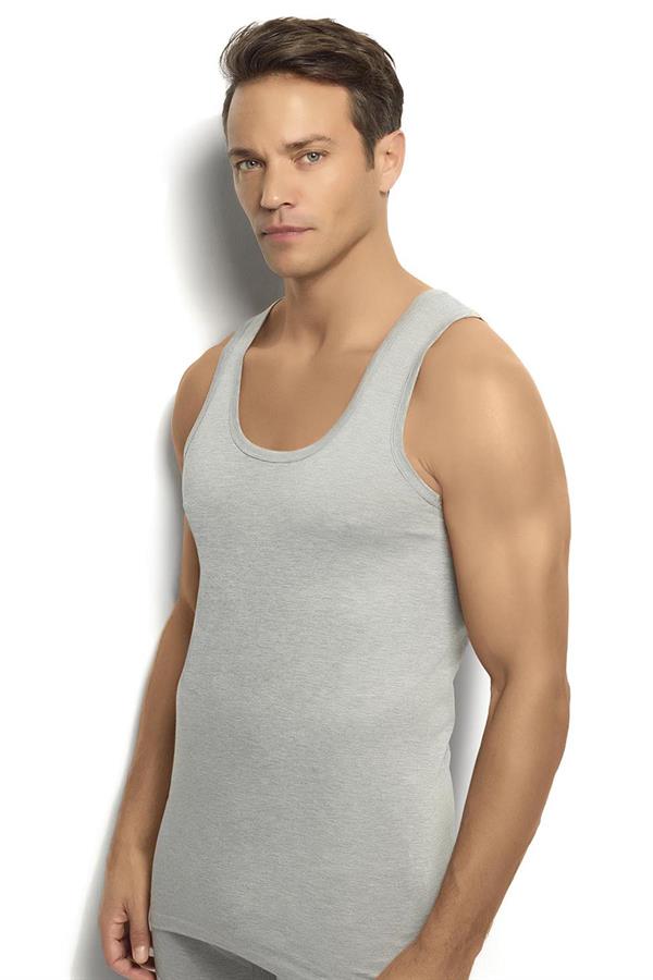 Mens Grey Melange Cotton Tank Top – Model 110