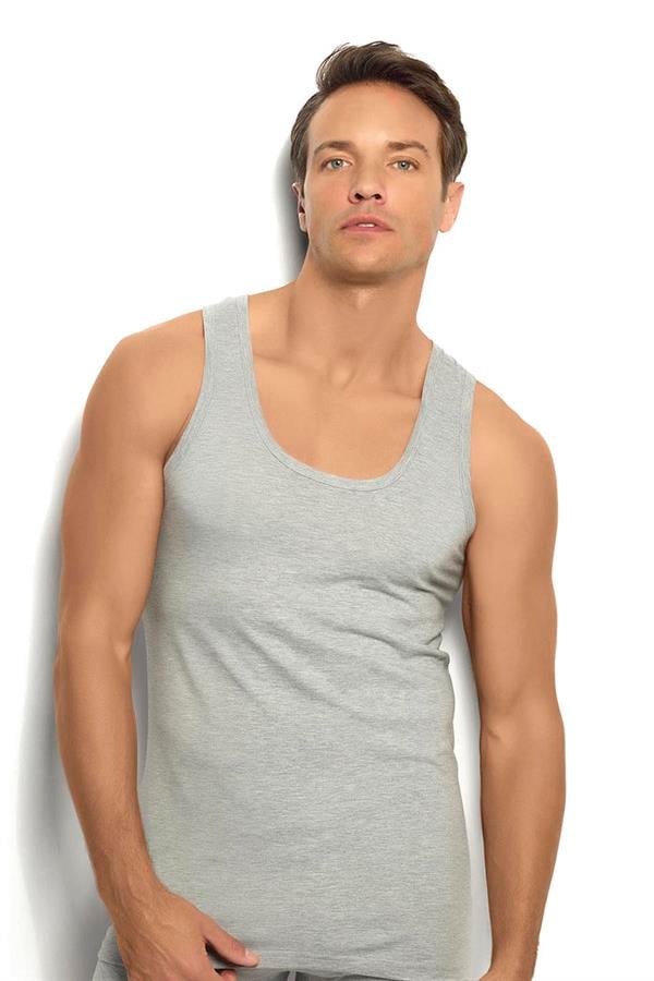 Mens Grey Melange Cotton Tank Top – Model 110