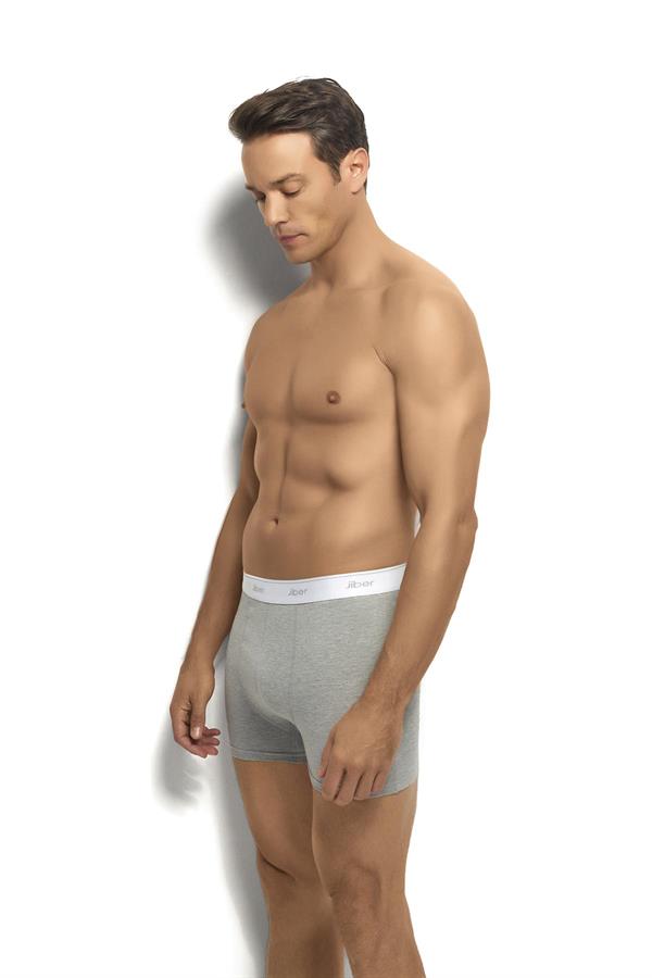 Mens Grey Melange Cotton Lycra Boxer 156