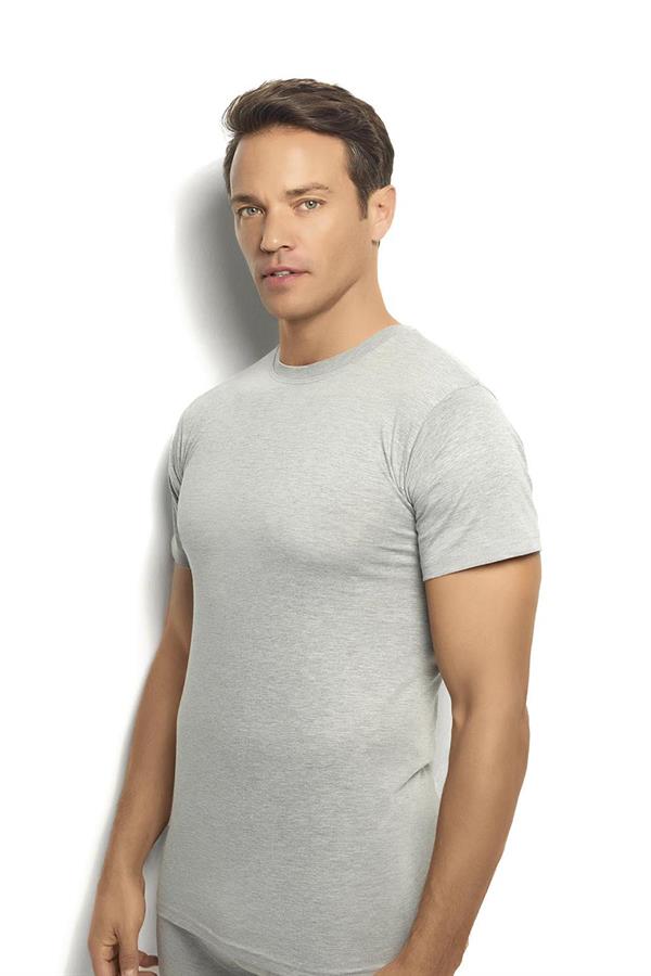 Erkek Gri Melanj Pamuklu Sıfır Yaka  Fanila 111