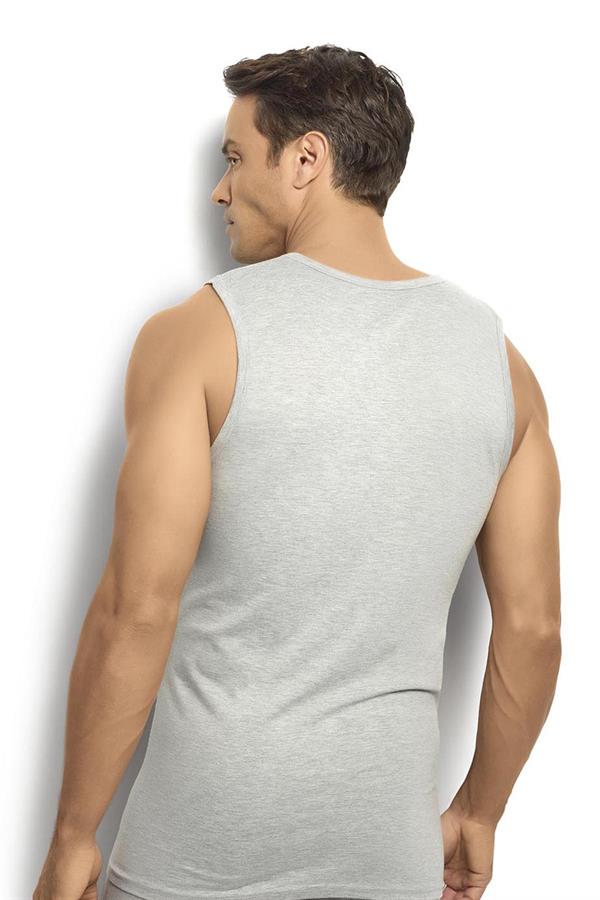 Erkek Gri Melanj Pamuklu V Yaka Atlet 115