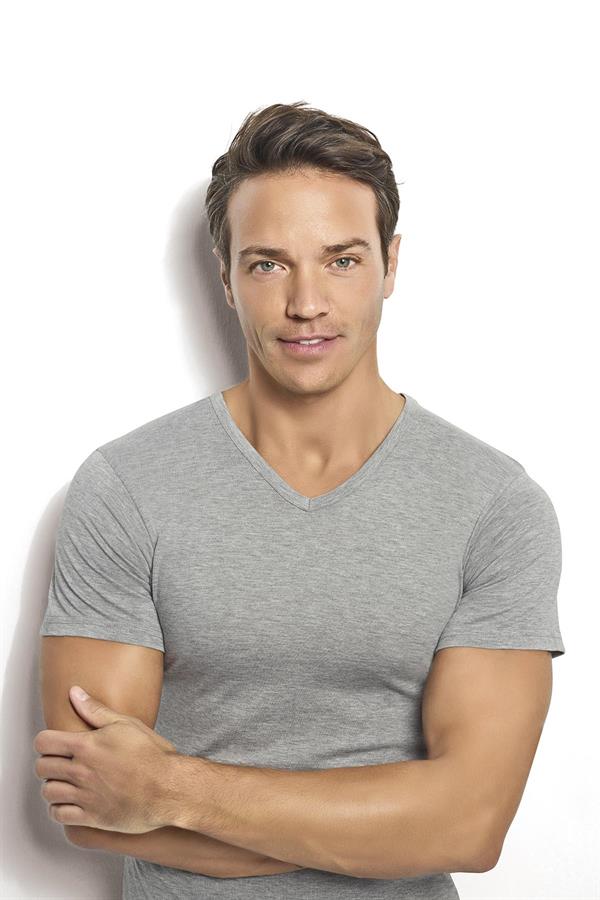 Erkek Gri Melanj Pamuklu V Yaka Fanila 112