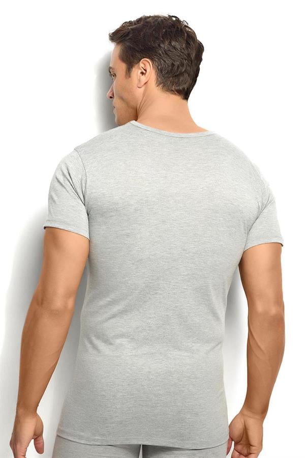 Erkek Gri Melanj Pamuklu V Yaka Fanila 112