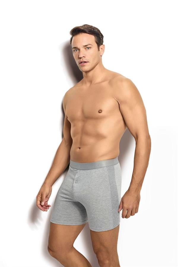 Erkek Gri Pamuklu Likralı Boxer 125