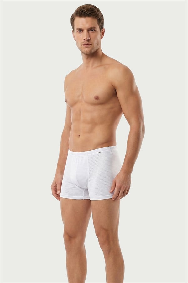 Erkek Hava Alabilen Beyaz Jakarlı Boxer