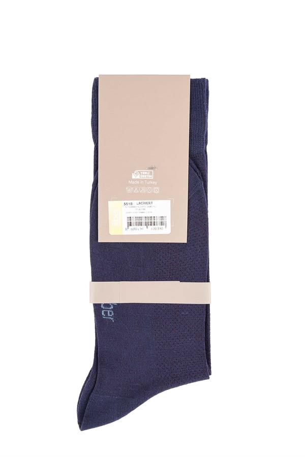 Erkek Lacivert Bambu Uzun Çorap 5518