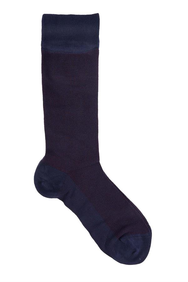 Erkek Lacivert Bambu Uzun Çorap 5523