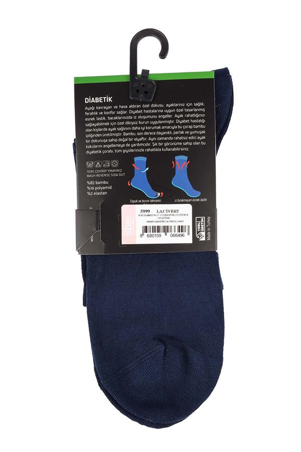 Erkek Lacivert Bambu Uzun Lastiksiz Diyabetik Çorap 5999