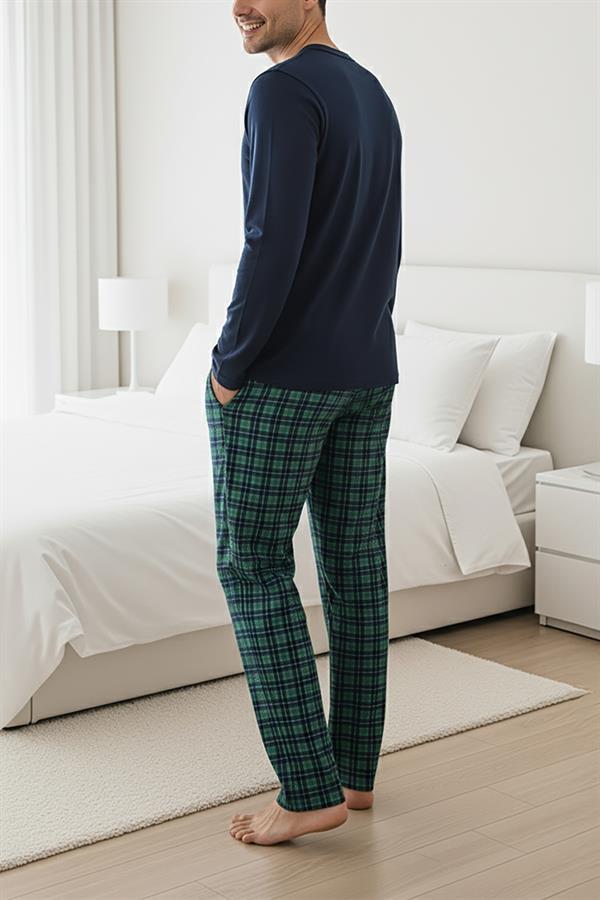 Erkek  Patlı Düğmeli Pijama Takımı 15304 Lacivert  JBR15304.00001