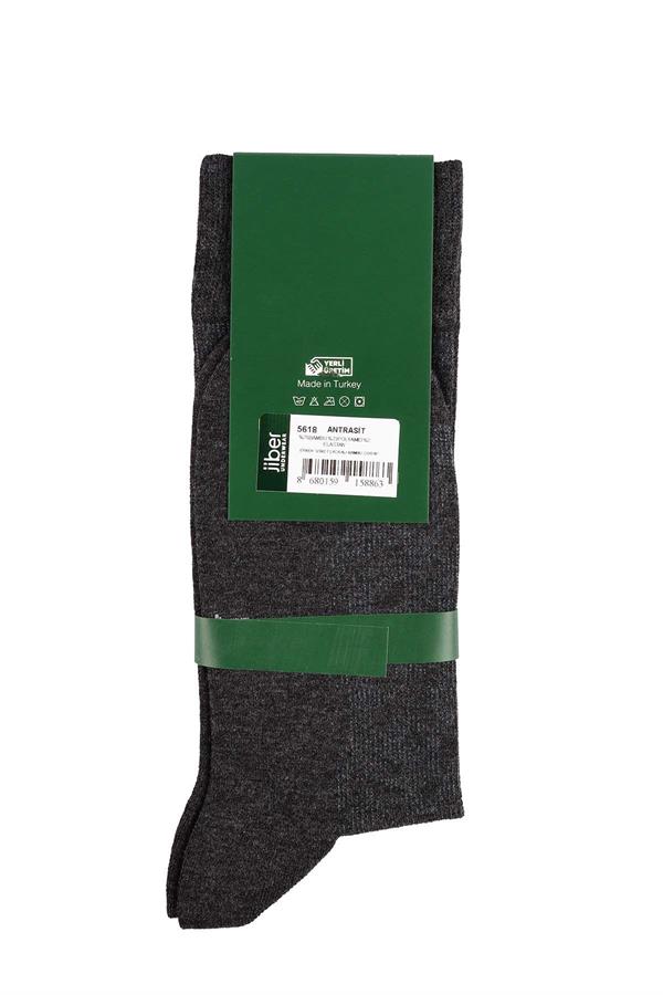 Erkek Likralı Bambu Antrasit Soket Çorap 5618